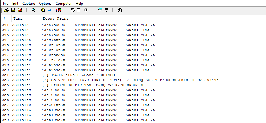 Masquage de processus en action